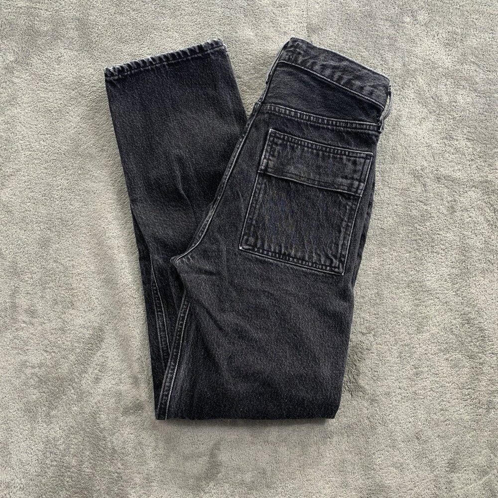 Agolde Cooper Cargo Jeans Womens 23x28”Panther Washed Out Black Straight Leg